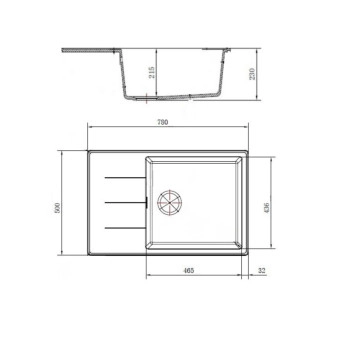 Кухненска мивка 78/50см. сива
